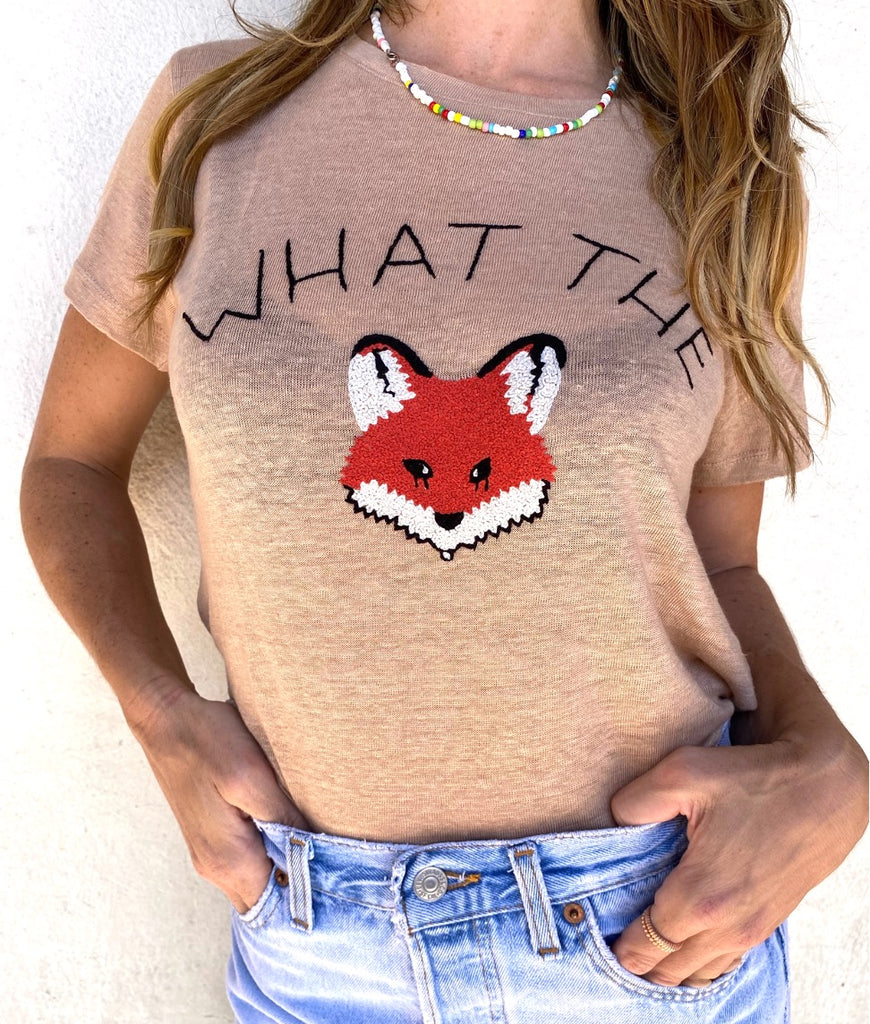 WHAT THE FOX LINEN TEE | KHAKI